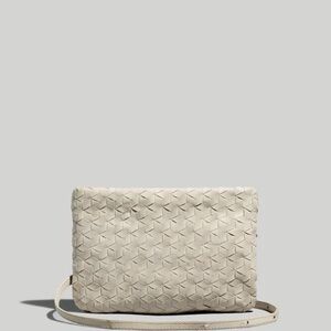 Madewell $128 The Puff Crossbody Bag: Woven Leather Edition Form Grey NI981
